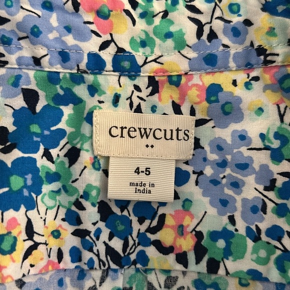 Crewcuts Girl's Floral Pink Blue Green Short Sleeve Button Down Shirt Size 4/5 - Picture 5 of 6